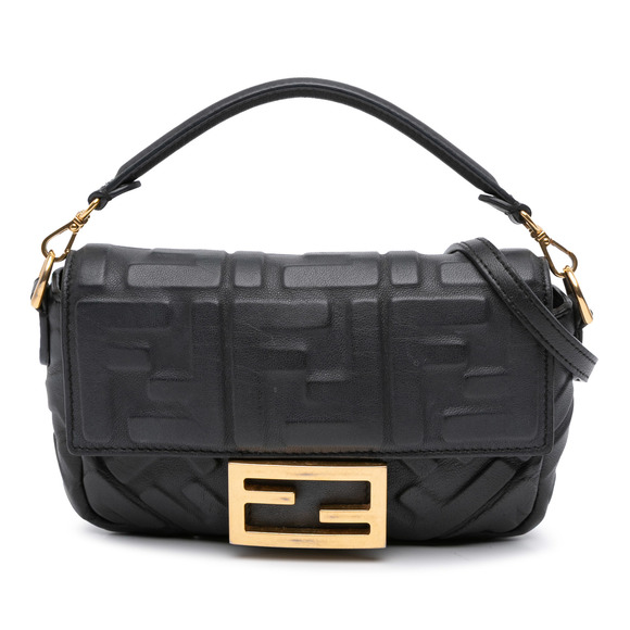 Pre-Loved Fendi Mini Zucca Embossed Leather Baguette Satchel - Picture 1 of 10